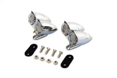 Wyatt Gatling Chrome Oval Tail Lamp Assembly Red and Amber LED - 33-1910