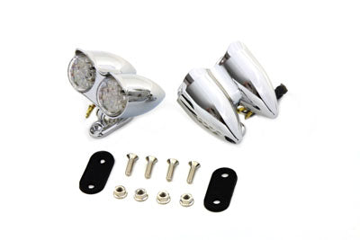 Wyatt Gatling Chrome Oval Tail Lamp Assembly Red and Amber LED - 33-1910