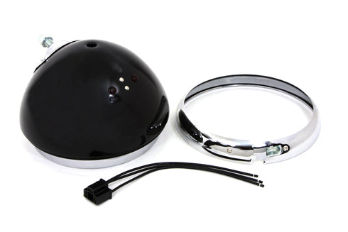 Wyatt Gatling Black 7 inch K Headlamp Housing with Chrome Rim - 33-2254
