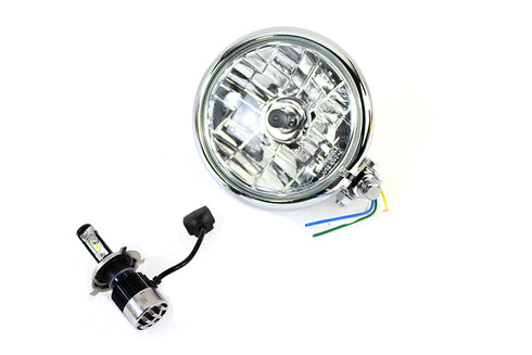 V-Twin 5-3/4 inch Bates Style 12 Volt LED Headlamp Chrome - 33-2280