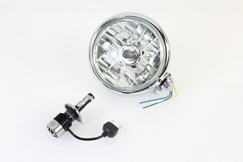 V-Twin 5-3/4 inch Bates Style 12 Volt LED Headlamp Chrome - 33-2280