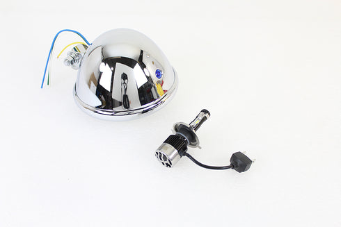 V-Twin 5-3/4 inch Bates Style 12 Volt LED Headlamp Chrome - 33-2280