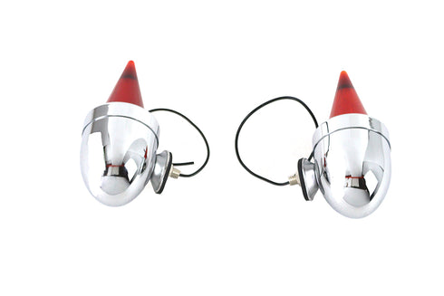 V-Twin Torpedo Bullet Lamp Set Chrome - 33-2284