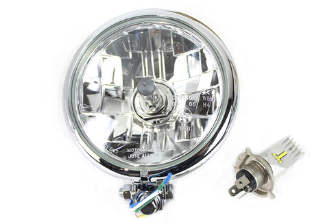 V-Twin 5-3/4 inch Bates Style 6 Volt LED Headlamp Chrome - 33-2355