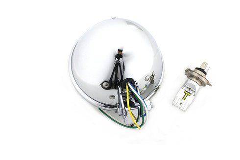 V-Twin 5-3/4 inch Bates Style 6 Volt LED Headlamp Chrome - 33-2355