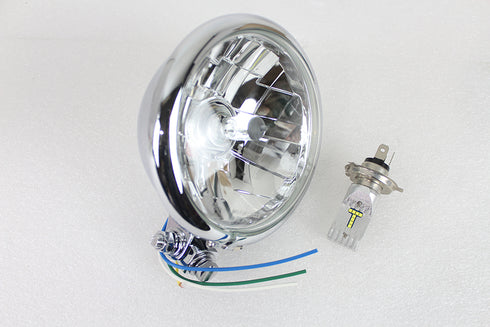 V-Twin 5-3/4 inch Bates Style 6 Volt LED Headlamp Chrome - 33-2355