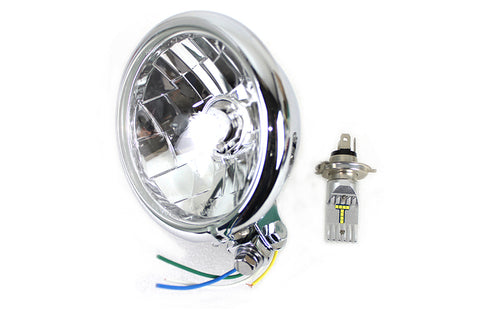 V-Twin 5-3/4 inch Bates Style 6 Volt LED Headlamp Chrome - 33-2355