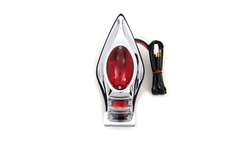 Wyatt Gatling Chrome Teardrop Bulb Tail Lamp Assembly with Red Lens - 33-3036