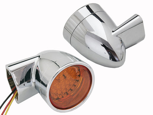 Wyatt Gatling Chrome Revox Bullet LED Front Turn Signal Set - 33-5002