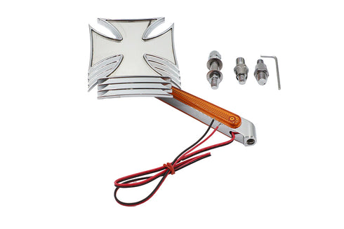Wyatt Gatling Chrome Maltese Mirror with Billet LED Stem - 34-0121