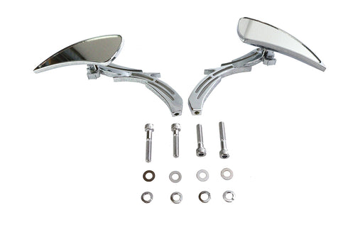 Wyatt Gatling Chrome Teardrop Mirror Set with Billet Skull Stems - 34-0133