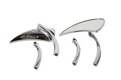 Wyatt Gatling Chrome Teardrop Mirror Set with Solid Billet Stems - 34-0136