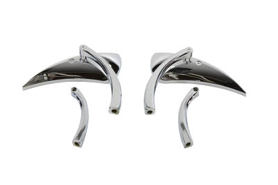 Wyatt Gatling Chrome Teardrop Mirror Set with Solid Billet Stems - 34-0136