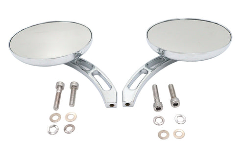 Wyatt Gatling Oval Mirror Set with Billet 3 Slot Stem Chrome - 34-0328