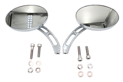 Wyatt Gatling Oval Mirror Set with Billet 3 Slot Stem Chrome - 34-0328
