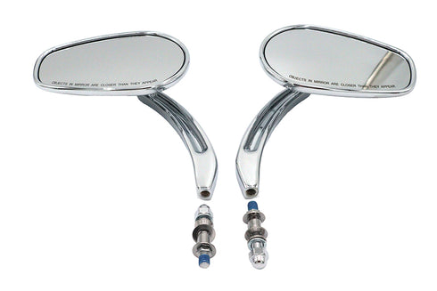 V-Twin Rectangle Taper Mirror Set with Billet Stems Chrome - 34-0333