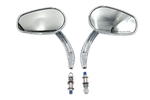 V-Twin Rectangle Taper Mirror Set with Billet Stems Chrome - 34-0333