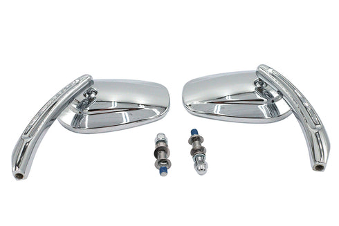 V-Twin Rectangle Taper Mirror Set with Billet Stems Chrome - 34-0333
