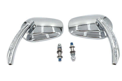 V-Twin Rectangle Taper Mirror Set with Billet Stems Chrome - 34-0333