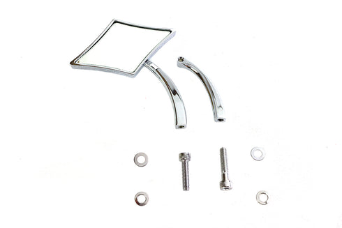 Wyatt Gatling Diamond Mirror with Billet Stem Chrome - 34-0344