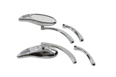 Wyatt Gatling Teardrop Mirror Set with Solid Billet Stems Chrome - 34-0357