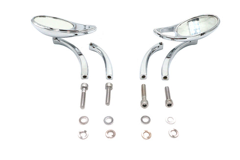 Wyatt Gatling Teardrop Mirror Set with Solid Billet Stems Chrome - 34-0357