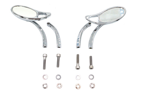 Wyatt Gatling Teardrop Mirror Set with Solid Billet Stems Chrome - 34-0357