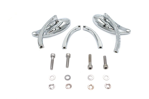 Wyatt Gatling Teardrop Mirror Set with Solid Billet Stems Chrome - 34-0357