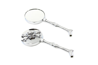 Wyatt Gatling Round Skull Mirror Set with Bone Stems - 34-0367