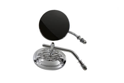 Wyatt Gatling Round Flame Mirror Set Chrome with Round Stems - 34-0376