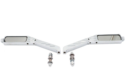 Wyatt Gatling Rectangle Ball Milled Mirror Set with Billet Stems - 34-0389