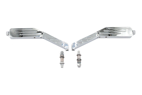 Wyatt Gatling Rectangle Ball Milled Mirror Set with Billet Stems - 34-0389