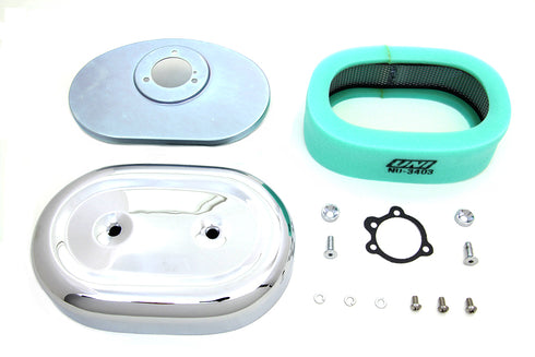 Wyatt Gatling Chrome Oval Air Cleaner Assembly - 34-0924
