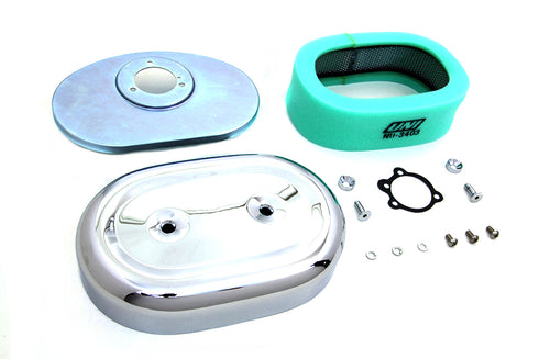 Wyatt Gatling Chrome Oval Air Cleaner Assembly - 34-0924