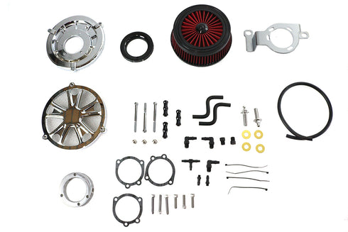 Wyatt Gatling Extreme Billet Air Cleaner Kit Luxe Style Chrome - 34-1409