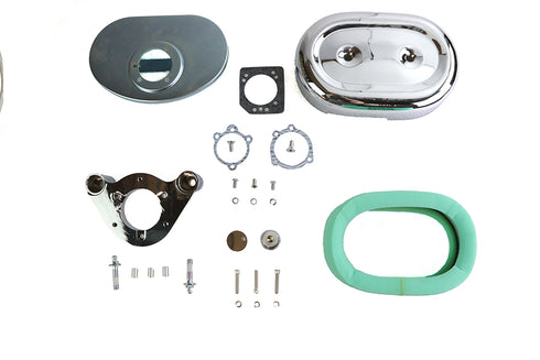 V-Twin Retro Oval Air Cleaner Assembly Chrome - 34-1539