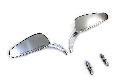 Wyatt Gatling Chrome Tribal Teardrop Mirrors with Billet Stems - 34-1541