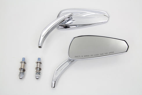 Wyatt Gatling Chrome Tribal Teardrop Mirrors with Billet Stems - 34-1541