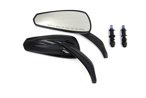 Wyatt Gatling Gloss Black Tribal Teardrop Mirrors with Billet Stems - 34-1542