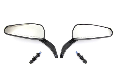 Wyatt Gatling Gloss Black Tribal Teardrop Mirrors with Billet Stems - 34-1542