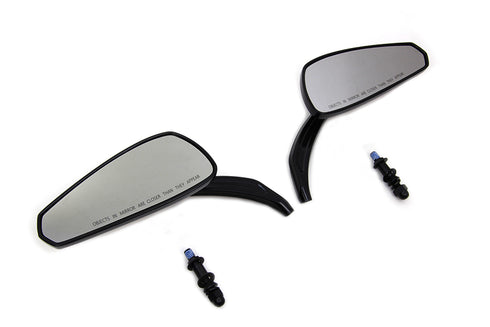 Wyatt Gatling Gloss Black Tribal Teardrop Mirrors with Billet Stems - 34-1542