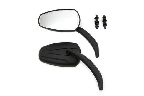 Wyatt Gatling Black Teardrop Mirror Set with Billet Stems - 34-1838