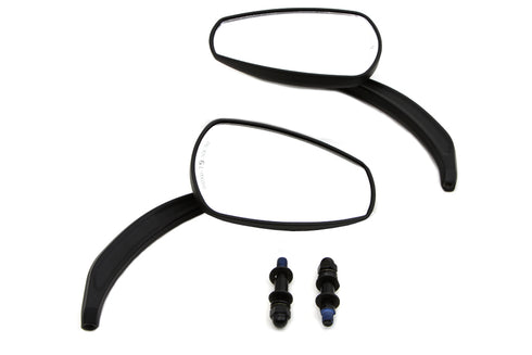 Wyatt Gatling Black Teardrop Mirror Set with Billet Stems - 34-1838
