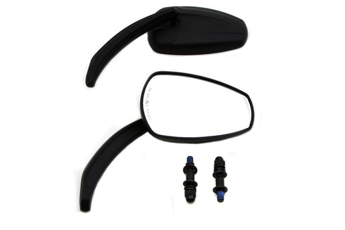 Wyatt Gatling Black Teardrop Mirror Set with Billet Stems - 34-1838