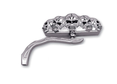 Wyatt Gatling Chrome 5 Skull Mirror with Billet Worm Stem - 34-6022