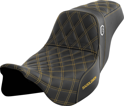 SADDLEMEN Pro Series SDC Performance Seat - w/o Backrest - Gold Stitch - FLH/FLT '08-'23 SC80807GOL