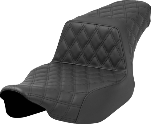 SADDLEMEN Step-Up Seat - Front/Rear Lattice Stitch - Black - FL '23-'24 823-07-175