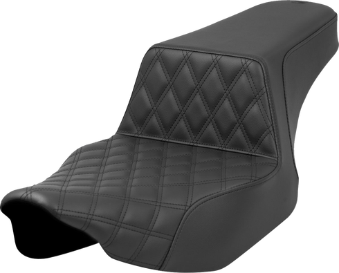 SADDLEMEN Step-Up Seat - Front Lattice Stitch - Black - Extended Reach - FL '23-'24 823-07E-172