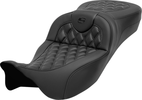 SADDLEMEN Roadsofa™ Extended Reach Seat - without Backrest - Lattice Stitch - Carbon Fiber - FL '08-'24 808-07B-20700