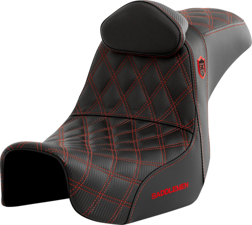 SADDLEMEN Pro Series SDC Performance Seat - w/ Backrest - Red Stitch - Dyna '06-'17 SC80604REDRT
